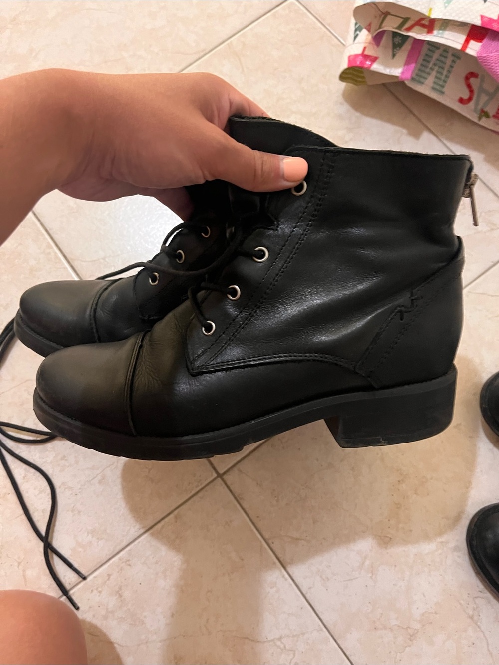 Black Lace-Up Ankle Boots for Women